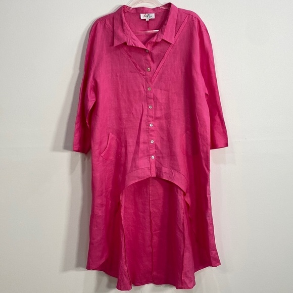Lisa Renee Ramie Button Down Top Lagenlook Women's XL - Picture 1 of 11